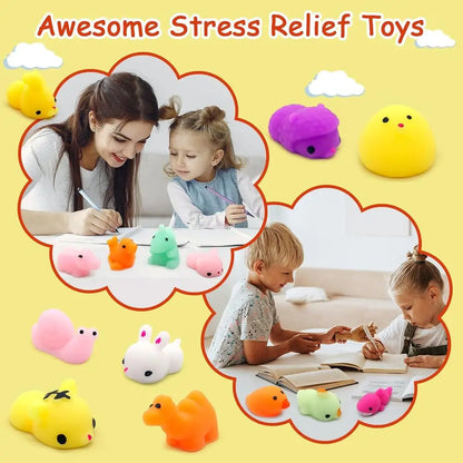 100 Pcs Kawaii Squishies, Mochi Squishy Toys for Kids Party Favors, Mini Sensory Stress Relief Toys, Goodie Bags Novelty Toy, Cl
