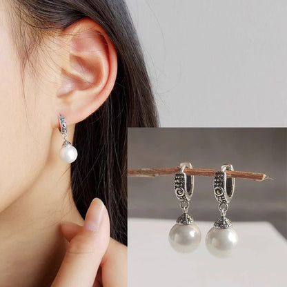VENTFILLE 925 Sterling Silver Liquid Lava Texture Pearl Earring for Women Design Retro Versatile Jewelry Gift Dropshipping