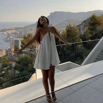 Sexy Party Off Shoulder Dresses Women's Elegant Sleeveless Hollow Out Beach Dress Backless High Street Lady Vestidos 2025 Summer
