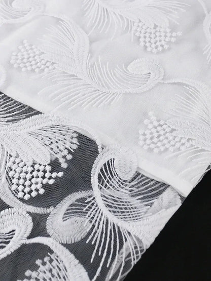 Elegant Women White Lace Dress Puff Sleeve Embroidery Pencil Dress Large Size 4XL Ladies Wedding Birthday Dinner Evening Clothes
