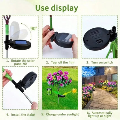 LED Azalea Solar Lamp, Waterproof Ground Plug Flower Light for Lawn Courtyard Garden Wedding Birthday Festival