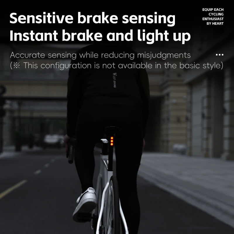 WEST BIKING Bike Taillight IP66 Waterproof Smart Brake Sensing Rear Light Auto Start/Stop LED Cycling Taillight Bike Accessories