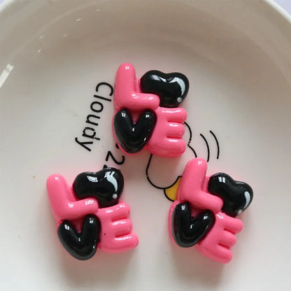 10PCS Shiny Rose Red Bear Flower Miniature Resin Flat Back Cabochons For Hairpin Scrapbooking DIY Home Decor Craft Accessories