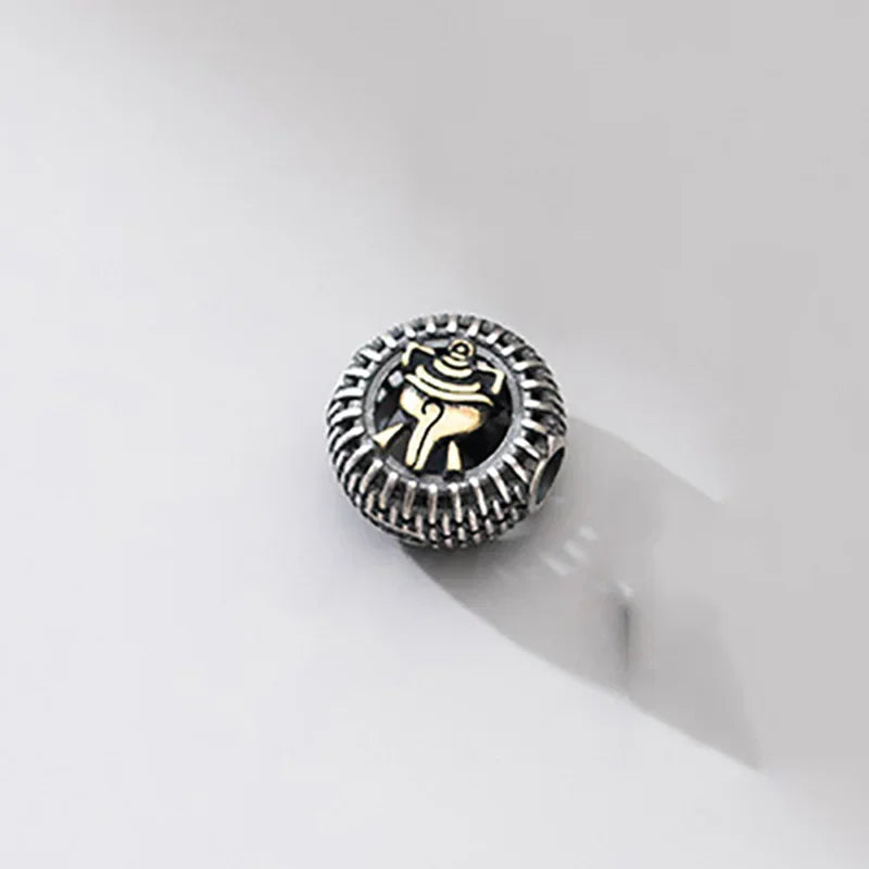 MEETSOFT  Vintage 925 Sterling Silver Auspicious Eight Treasures Beads Charms of DIY Handmade Bracelets Accessories Wholesale