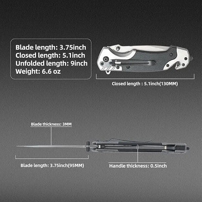 Folding knife with clip, EDC small knife with webbed opening and padded lock, outdoor survival camping hunting fishing knife