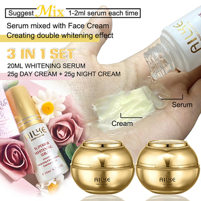 AILKE Collagen Lightening Face Care Set, Moisturizing, Even Skin Tone, Anti-Aging, Wrinkles, For All Skin Types Cosmetics