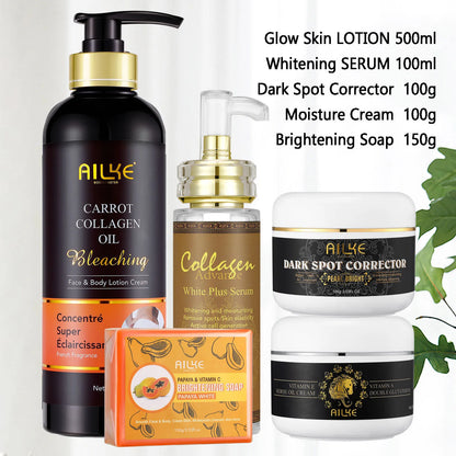 AILKE Collagen 5-in-1 Skin Care Set, Restore Skin Elasticity, Smooth Skin, Brighten, Even Skin Tone,For Face And Body Use Kit
