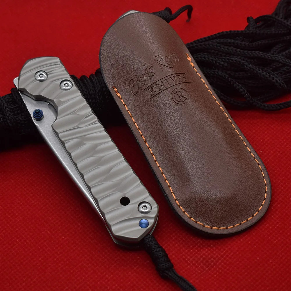 M390 Steel Folding Knife, Ball Bearing, Stonewashed Titanium Alloy, High Hardness Sharp EDC Survival Tool for Outdoor Camping
