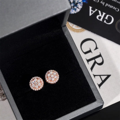 BXINY GRA Certified Full Moissanite Earrings 100% S925 Silver 18K Gold Plated Round Ear Studs for Women Men Hiphop Gifts Jewelry