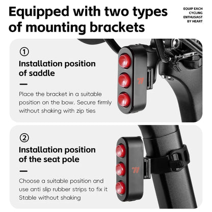 WEST BIKING Bike Taillight IP66 Waterproof Smart Brake Sensing Rear Light Auto Start/Stop LED Cycling Taillight Bike Accessories