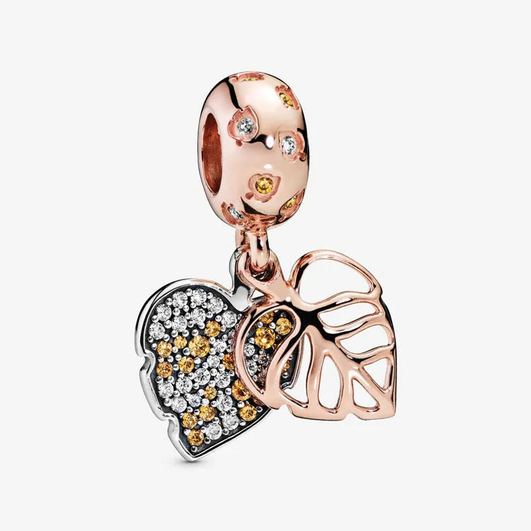Rose Gold Fine Plated Pink Clip Dasiy Butterfly Dragonfly DIY Charms Fit Original Sterling Silver 925 Bracelet For Women Jewelry