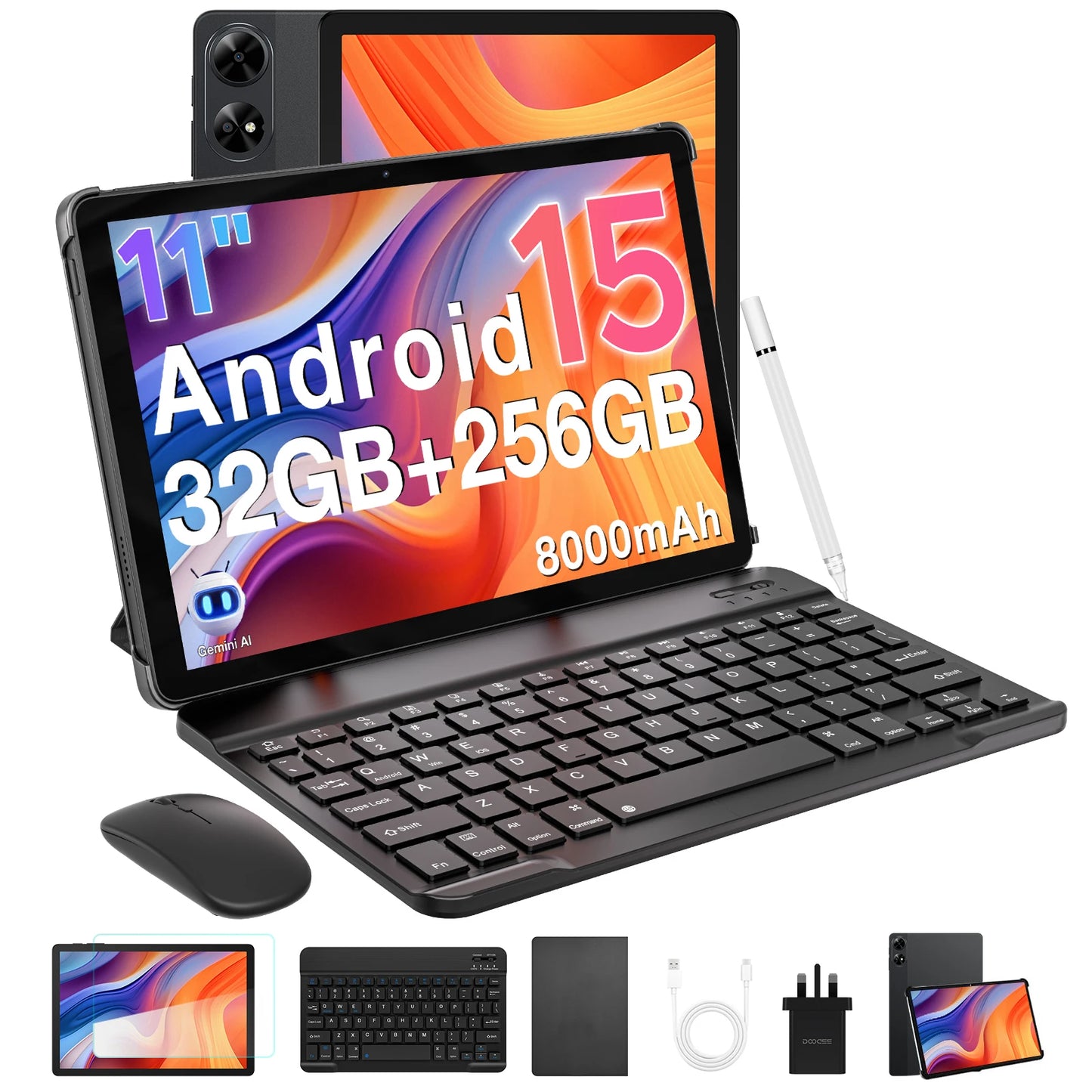 【Brand+】Doogee Tab G6+ 2 in 1 Tablet Pc Android 15 Gemini Ai Dual Speakers 8000Mah Battery 32Gb(8+24) Ram 256Gb Rom L1 4g Lte