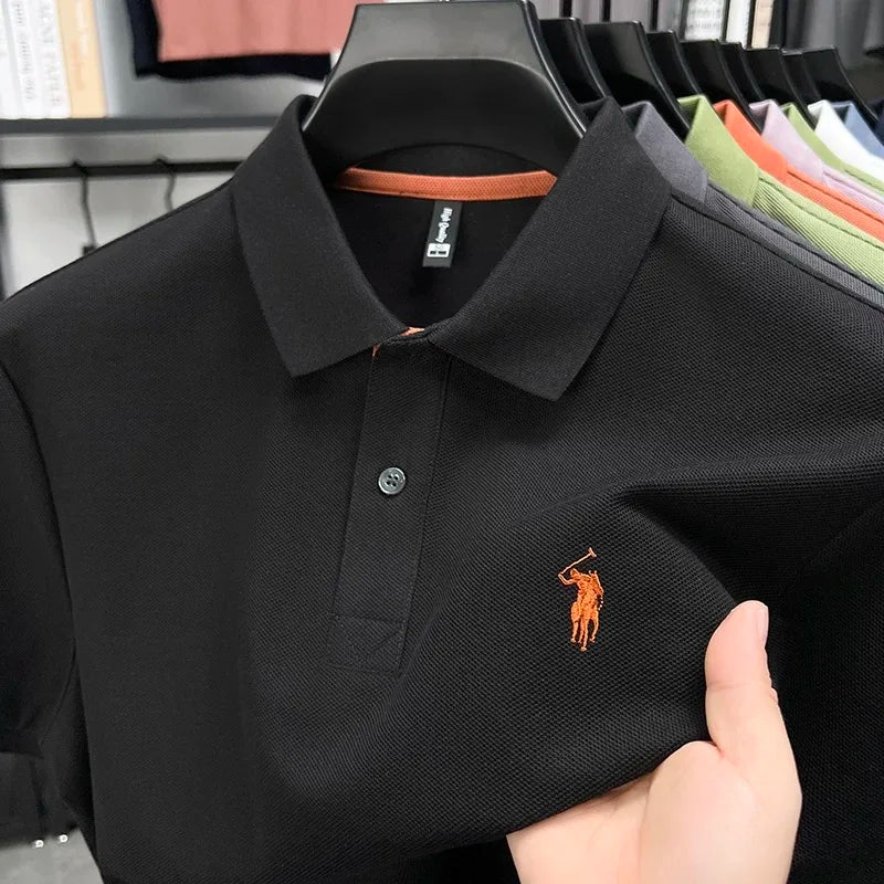 100% cotton luxury men's short sleeve polo shirt high-end brand fashion pony embroidery new comfort summer trend Paul T-shirt