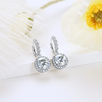 Anziw Real Sparkling 3.0 Ct D Moissanite Drop Hoop Earrings 100% 925 Silver Gold Plated 2.0ct Hanging Earring For Women Jewelry