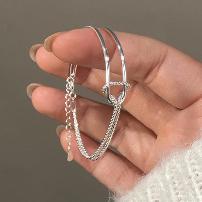 INZATT Real 925 Sterling Silver Asymmetric Double Layer Chain Bracelet for Women Hiphop Fine Jewelry Minimalist Accessories