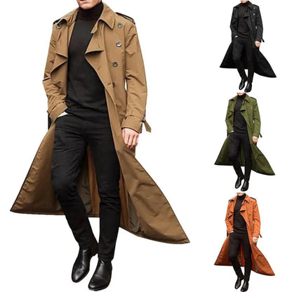 2026 New Men's Longline Trench Coat City Travel & Smart Casual