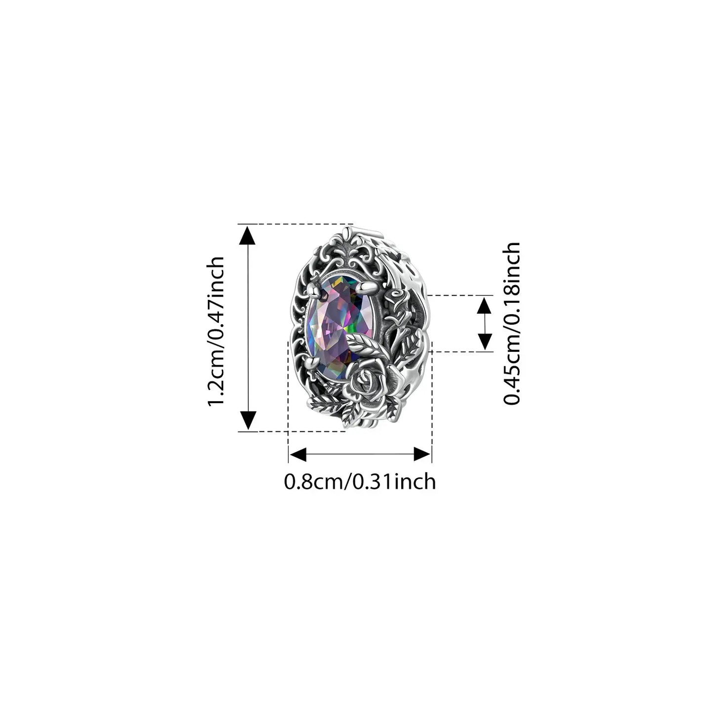 BISAER 925 Sterling Silver Vintage Dark Rose Charm Bead Black Rose Pendant for Women DIY Bracelet & Necklace Fine Jewelry