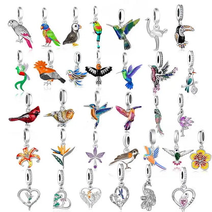 Fit Original Pan Charm Bracelet 925 Silver Rainbow Enamel Lorikeet Birrd Colorfull Parrot Bead For Making South Africa Berloque