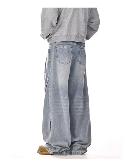 Men's Baggy Jeans Unisex Y2K Trendy Casual Wide Leg Denim Pants High Street Oversize Trousers American Style Streetwear Fashion