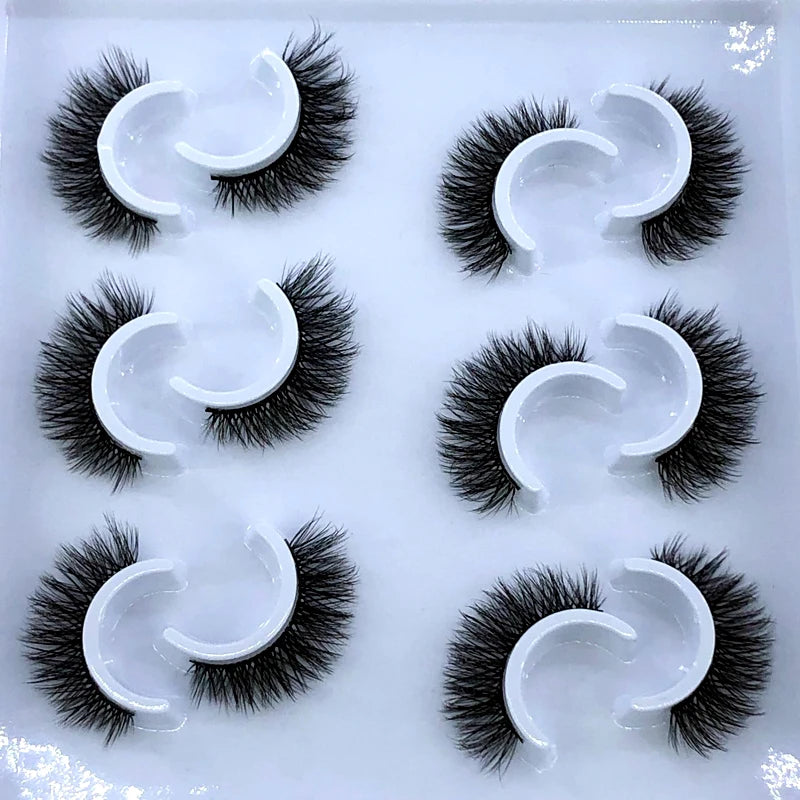 New 6 pairs 10-25mm fake Eyelashes 100% Mink Eyelashes Mink Lashes Natural Dramatic Volume Eyelashes Extension False Eyelashes