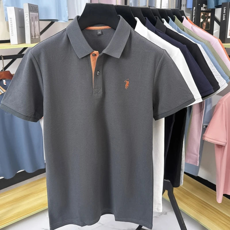 100% cotton luxury men's short sleeve polo shirt high-end brand fashion pony embroidery new comfort summer trend Paul T-shirt