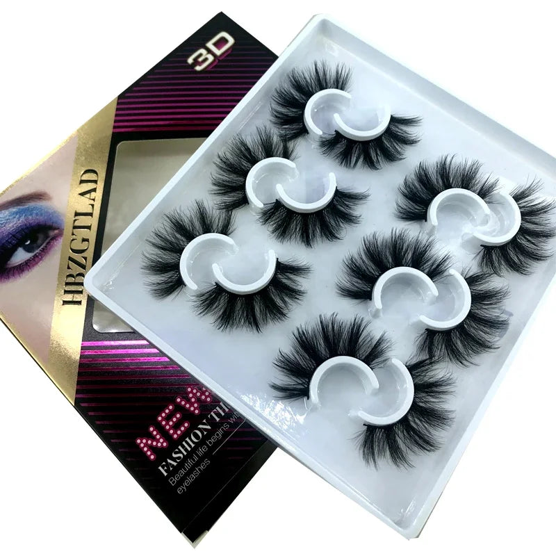 New 6 pairs 10-25mm fake Eyelashes 100% Mink Eyelashes Mink Lashes Natural Dramatic Volume Eyelashes Extension False Eyelashes