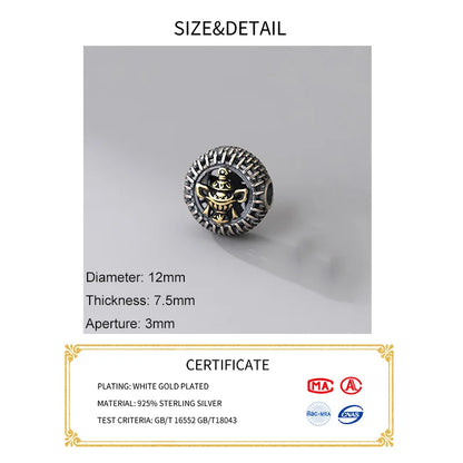 MEETSOFT  Vintage 925 Sterling Silver Auspicious Eight Treasures Beads Charms of DIY Handmade Bracelets Accessories Wholesale