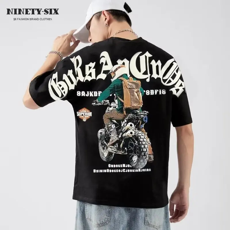 2023 Summer Men's T Shirt Japan Harajuku Fashion Graphic T Shirts Men 100%Cotton Men Clothing Tops Tee Short Sleeve T Shirts Men