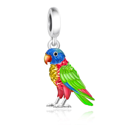 Fit Original Pan Charm Bracelet 925 Silver Rainbow Enamel Lorikeet Birrd Colorfull Parrot Bead For Making South Africa Berloque