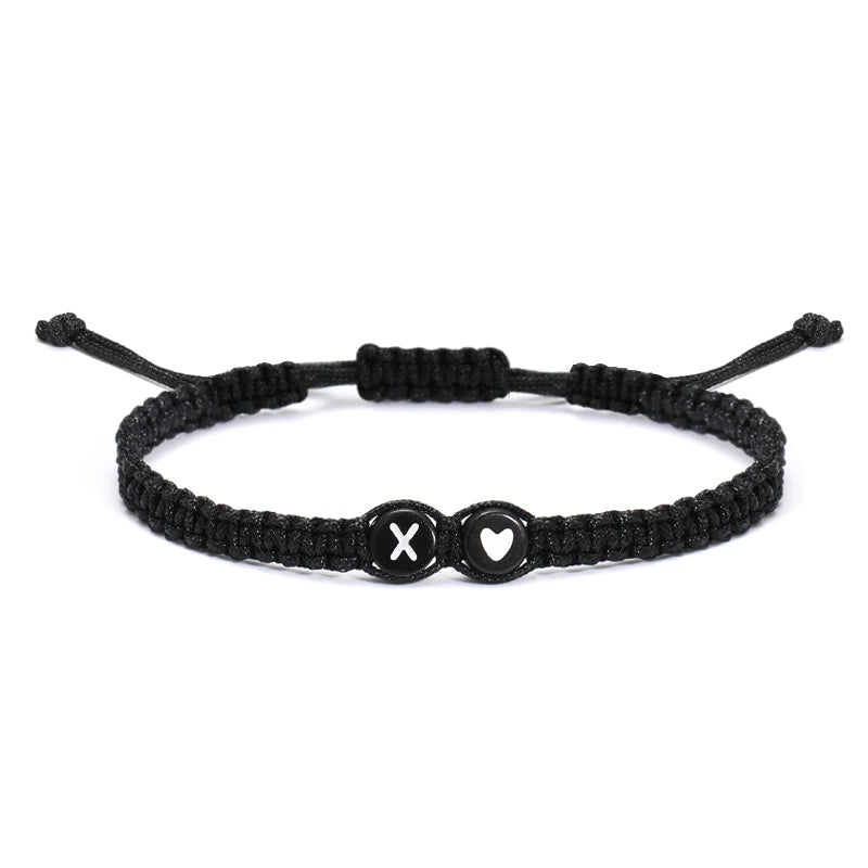 26 Letters Initial Heart Bracelets Handmade Adjustable A-Z Name Braided Bracelets For Women Men Friendship Jewelry