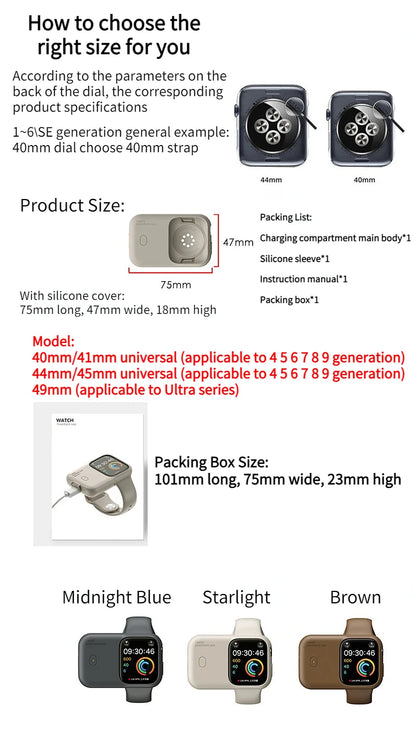 Portable Wireless Charger 1200mAh Power Bank Device for Apple Watch 8 7 6 5 4 SE Ultra for iWatch Fast Charging Case