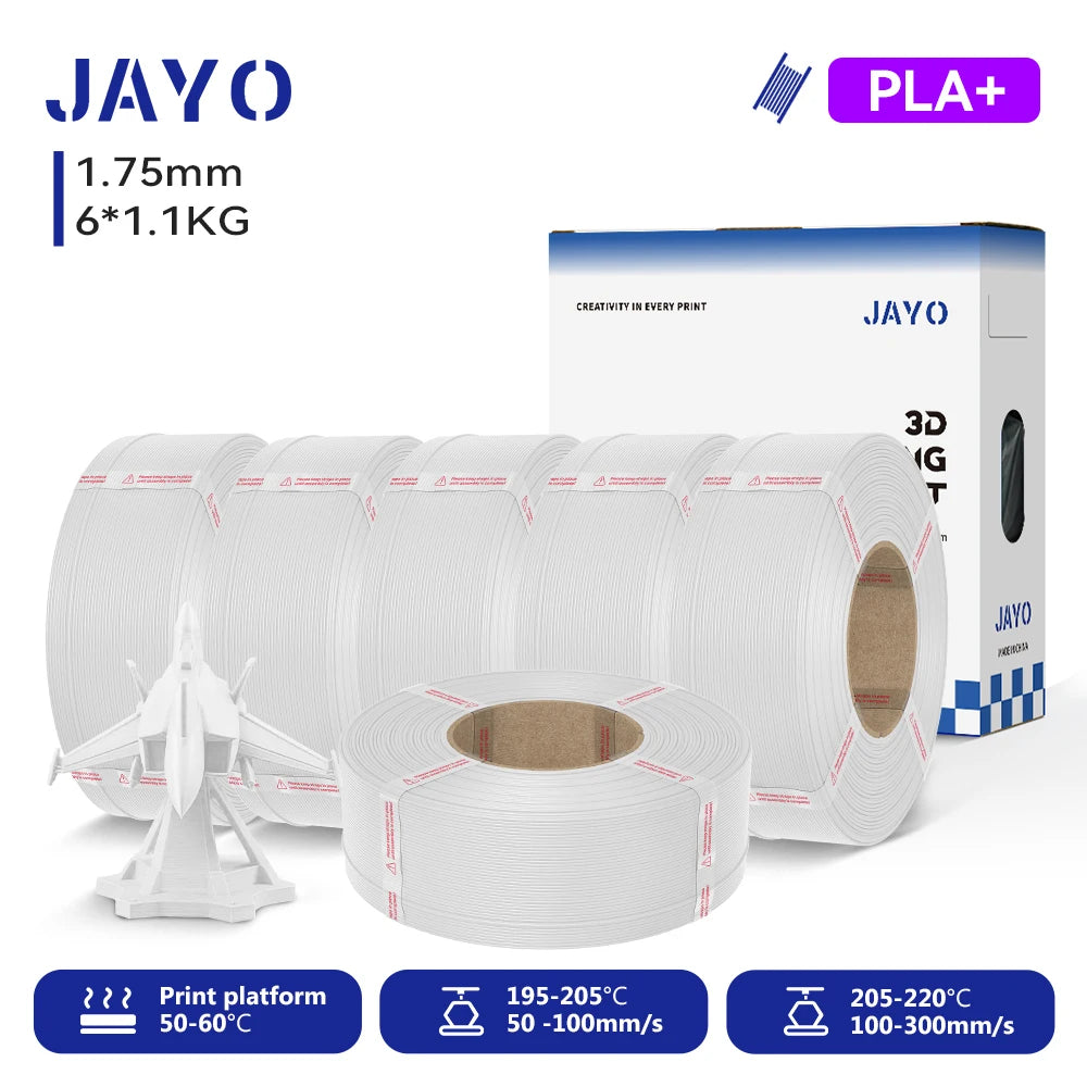 JAYO Refill PETG/PLA+ Filament 1.75mm Refill 3D Printer Filament, Suitable for Bambu Lab Filament & JAYO Reusable spools 6Rolls