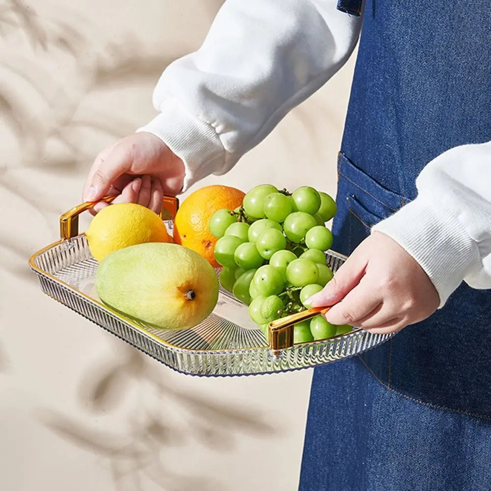 1Pcs Desk Organizer Serving Tray For Kitchen Home Dining Room Bedroom Office Makeup Tray Fruit Tray with Handles Multipurpose