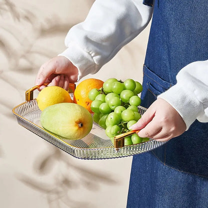 1Pcs Desk Organizer Serving Tray For Kitchen Home Dining Room Bedroom Office Makeup Tray Fruit Tray with Handles Multipurpose