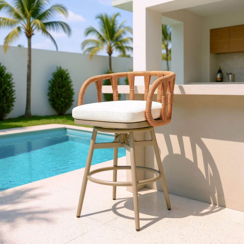 Safal Olefin Fabric Swivel Outdoor Barstool