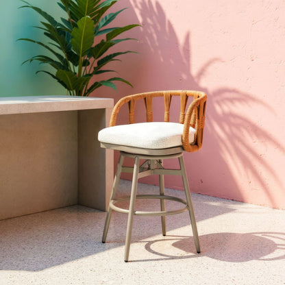Safal Olefin Fabric Swivel Outdoor Barstool