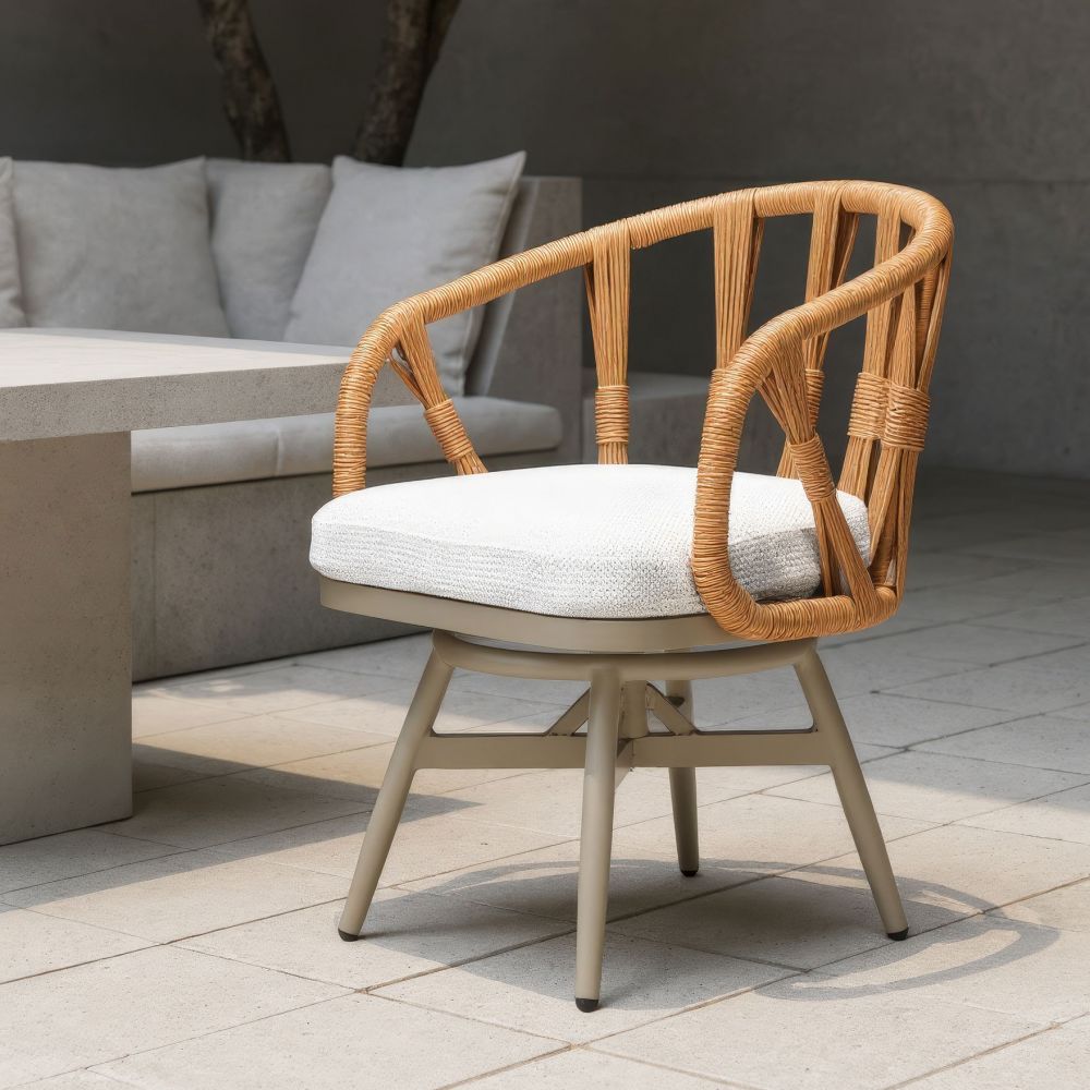 Safal Olefin Fabric Swivel Outdoor Dining Chair