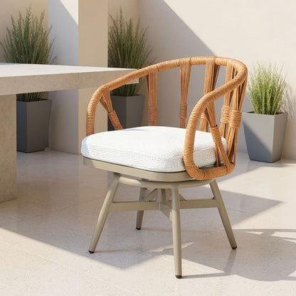Safal Olefin Fabric Swivel Outdoor Dining Chair