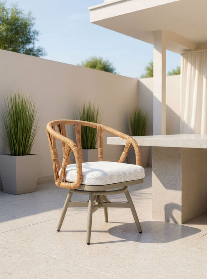 Safal Olefin Fabric Swivel Outdoor Dining Chair