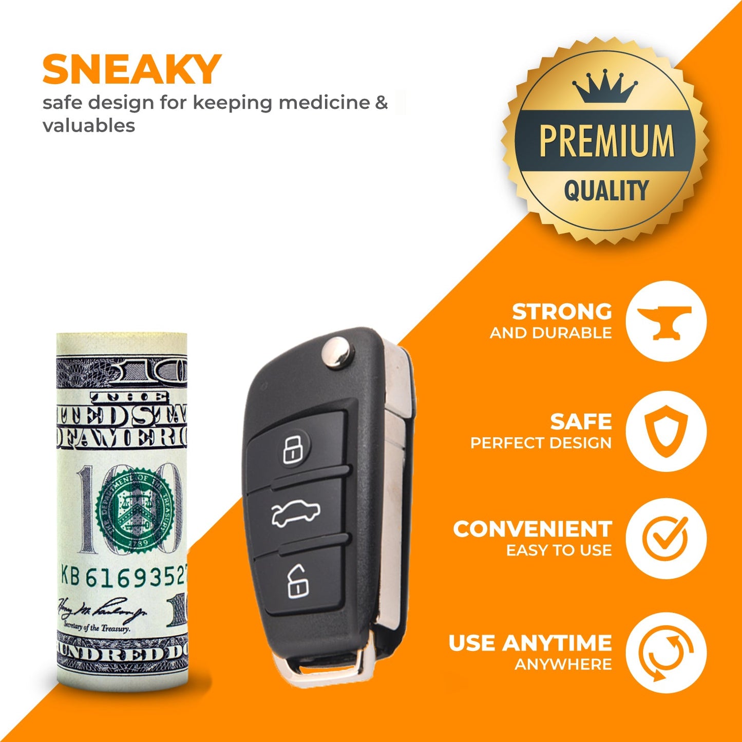 A6 Car Key Diversion Safe - Best Diversion Safes to Stash valuables in car secret compartment
