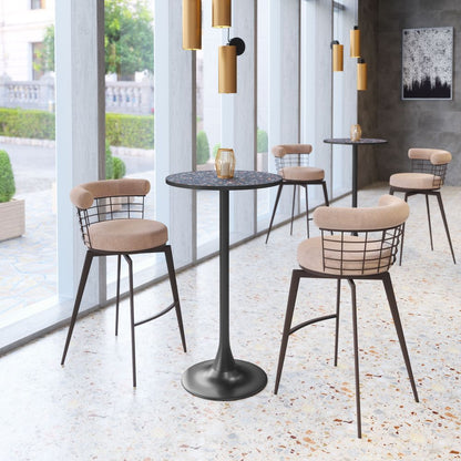 Saku Textured Fabric Swivel Barstool