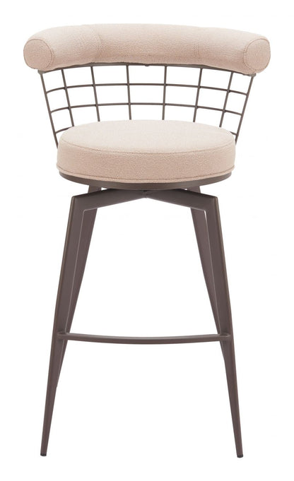 Saku Textured Fabric Swivel Barstool
