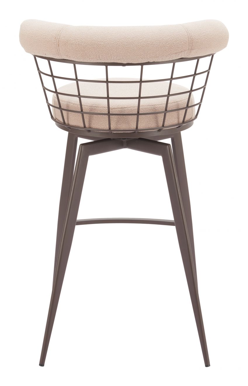 Saku Textured Fabric Swivel Barstool