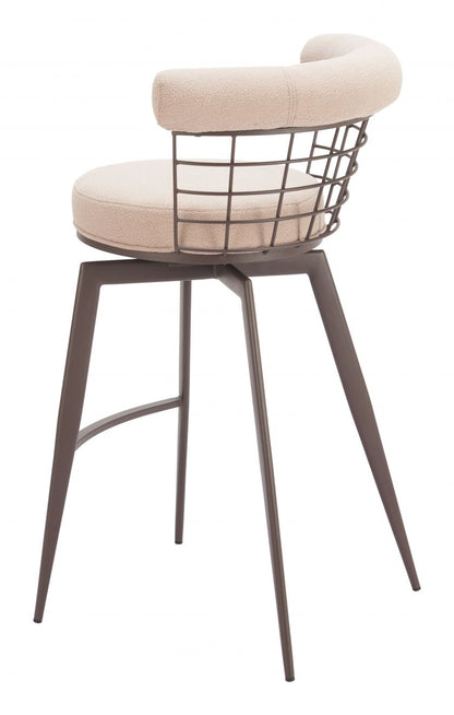 Saku Textured Fabric Swivel Barstool