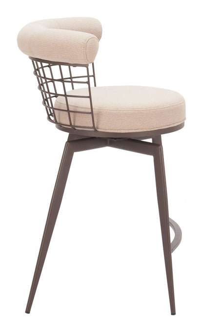 Saku Textured Fabric Swivel Counter Stool