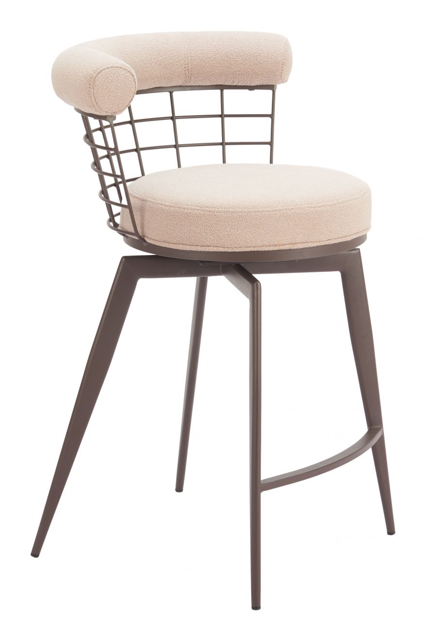 Saku Textured Fabric Swivel Counter Stool