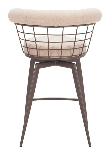 Saku Textured Fabric Swivel Counter Stool