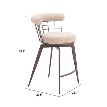 Saku Textured Fabric Swivel Counter Stool