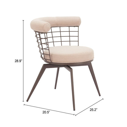 Saku Textured Fabric Swivel Dining Chair