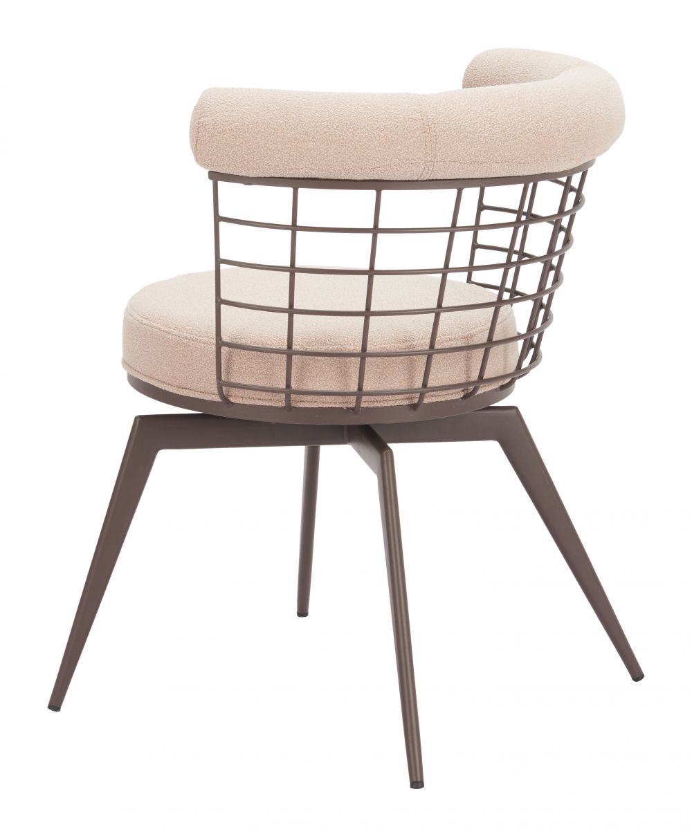 Saku Textured Fabric Swivel Dining Chair